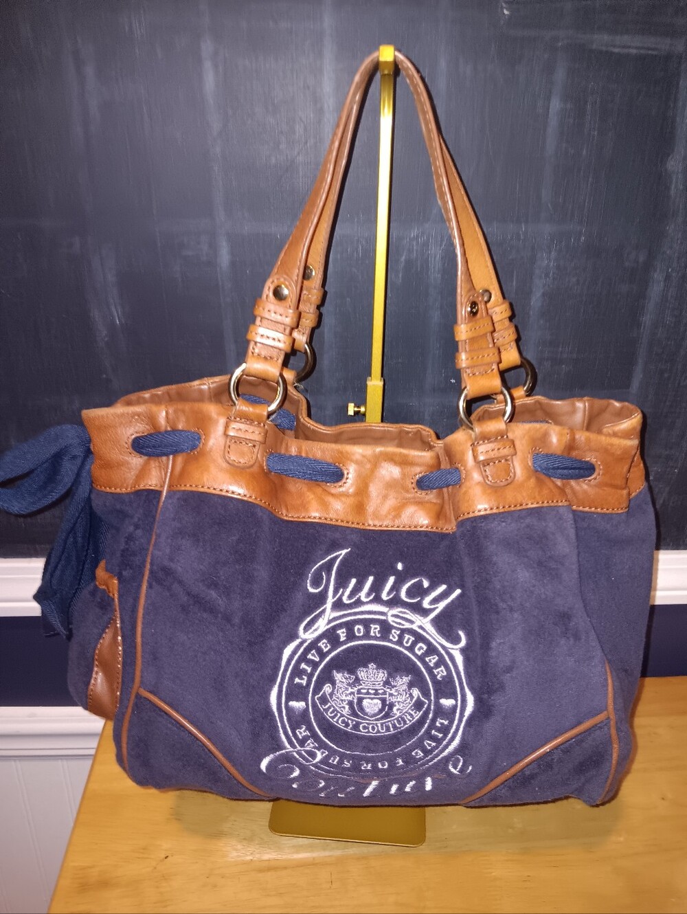 Juicy Couture Vintage Y2k Velour & Leather Shoulder Bag